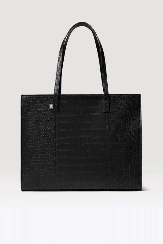 The Large Work Tote in Black Croc